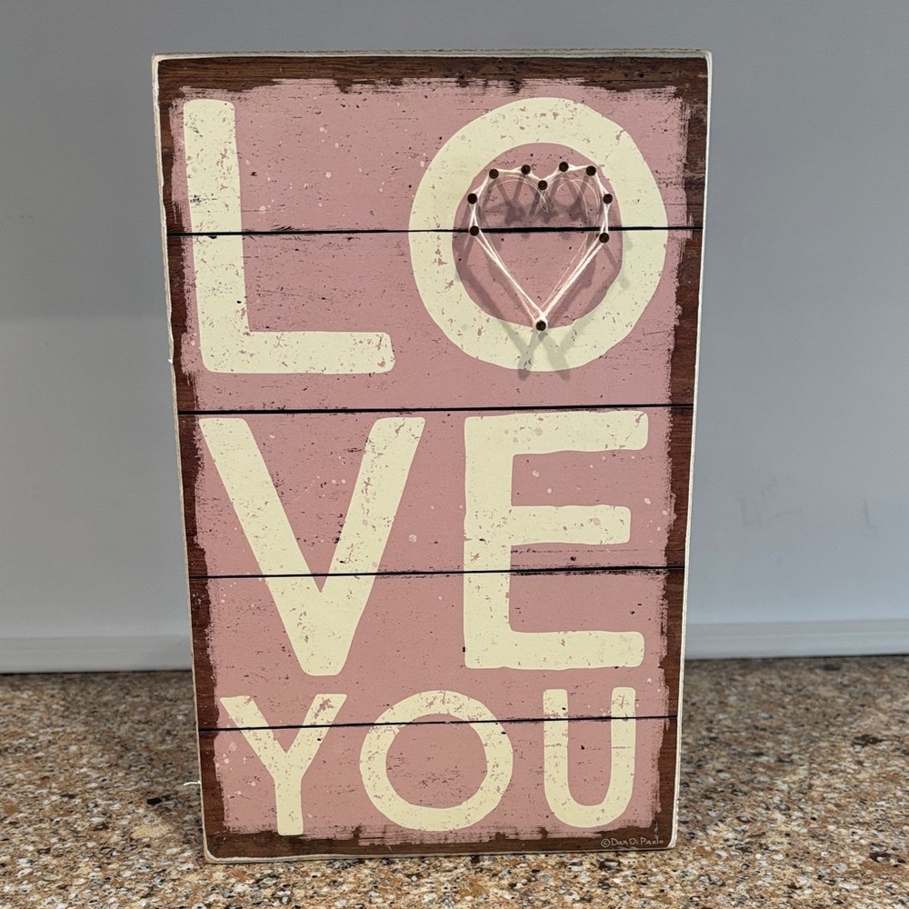 Pink 'Love You' Mixed Media Wall Art Sign